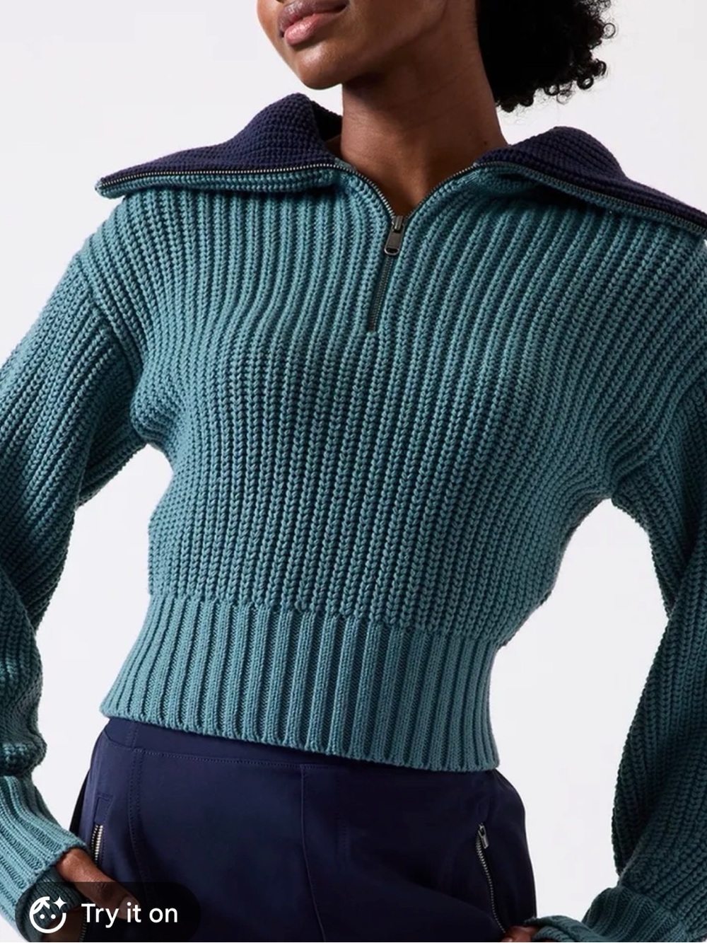 Athleta Cropped Half-Zip Sweater